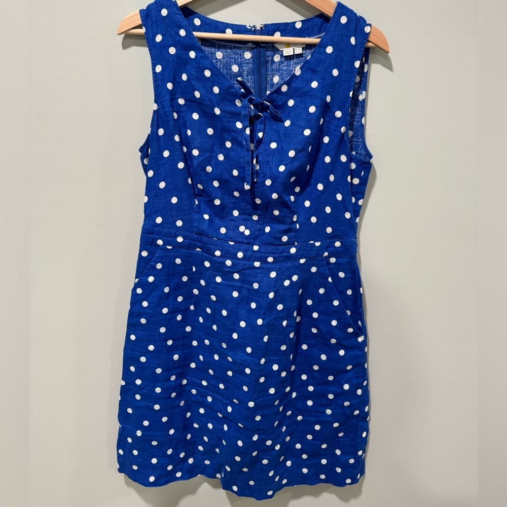 Boden Rae Dress in blue and white pokadots 6 - Picture 2 of 6